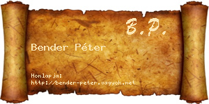 Bender Péter névjegykártya