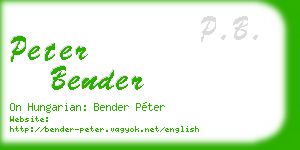 peter bender business card
